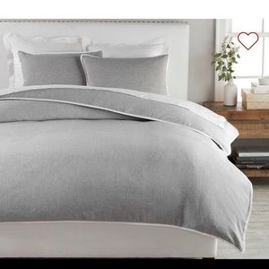 Pottery barn Belgian Flax Linen Contrast Flange Duvet Cover